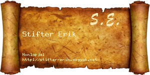 Stifter Erik névjegykártya